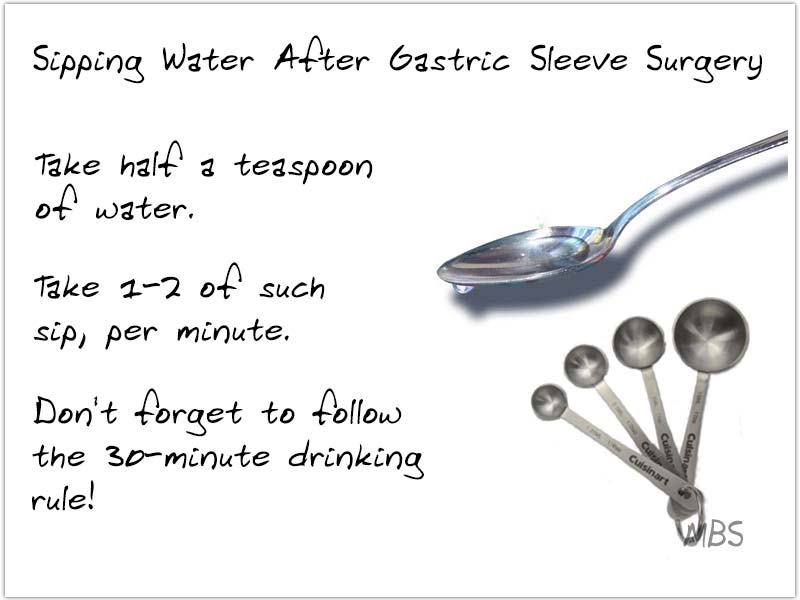 sipping tablespoon of water after gastric sleeve surgery