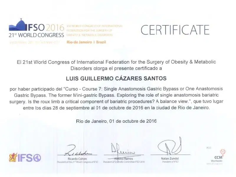 Dr. Luis Cazares Certificate - 3