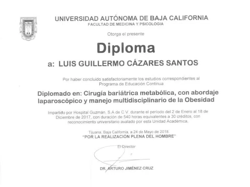 Dr. Luis Cazares Certificate - 5