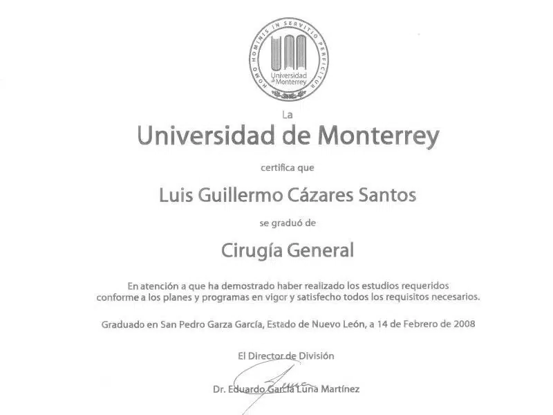 Dr. Luis Cazares Certificate - 6